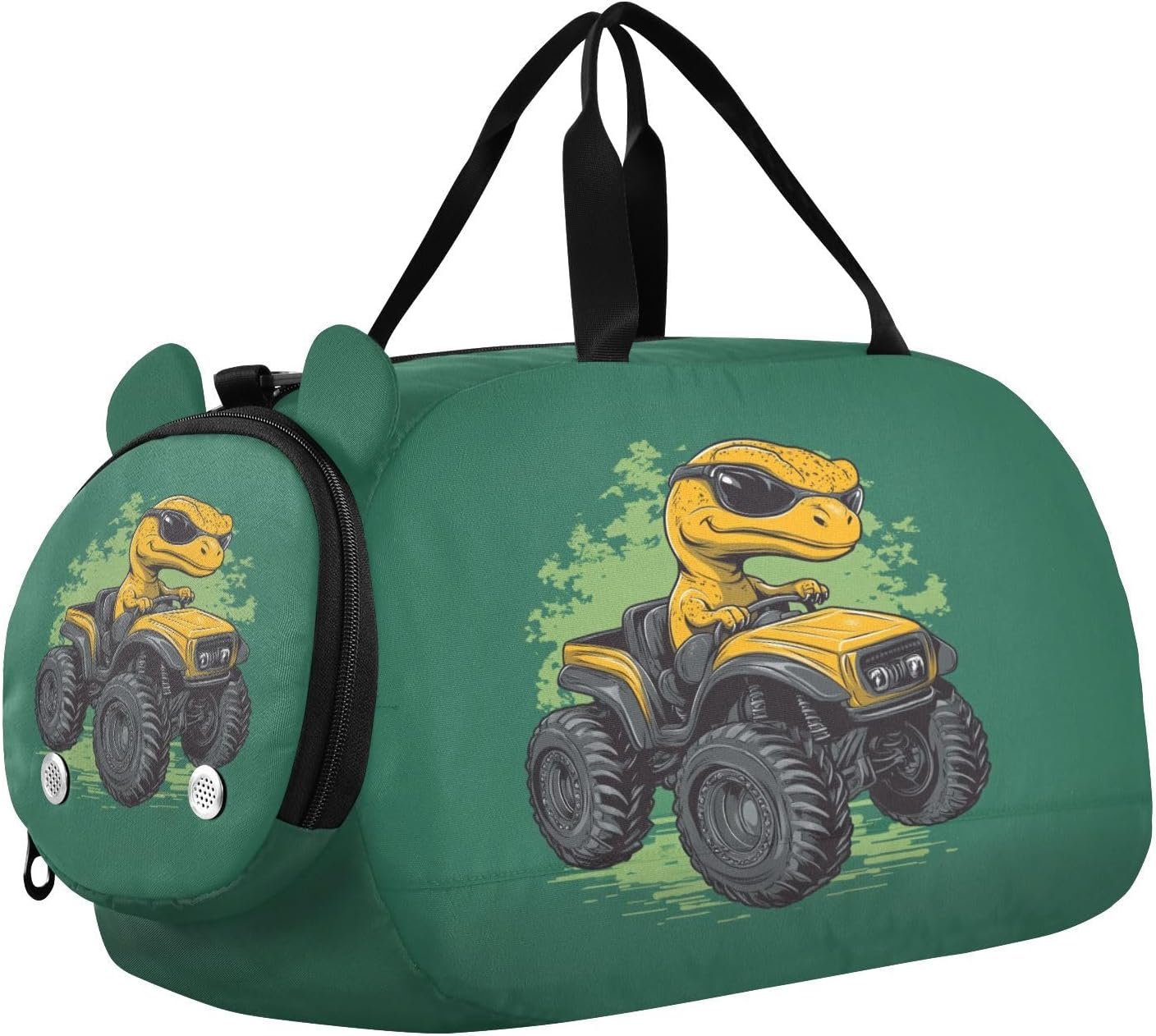 Orange Tractor Dinosaur Kids Travel Duffel Bag for Boys Girls Overnight Weekend Tote Bag with Shoes Compartment for Trip Beach Swim