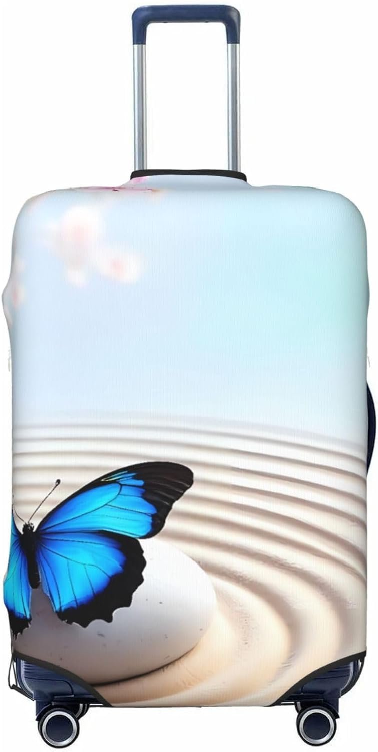 Butterfly In Blossoms Zen Print Luggage Cover Washable Elasticated Suitcase Covers TSA Approved Stylish Dust and Scratch Resistant Case Protector for Kids and Adults