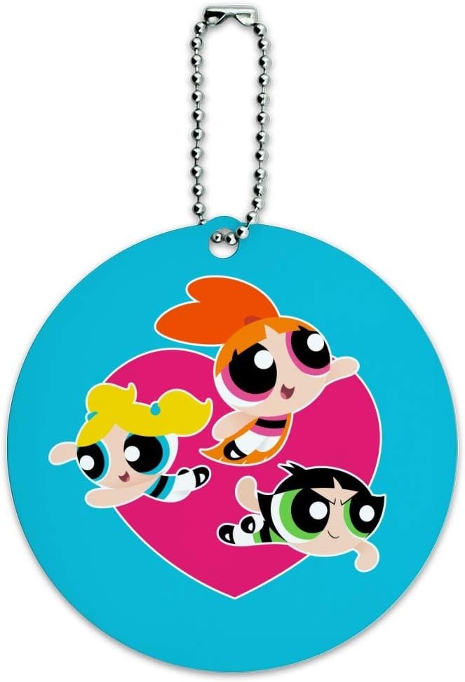 Powerpuff Girls Heart Round Luggage ID Tag Card Suitcase Carry-On