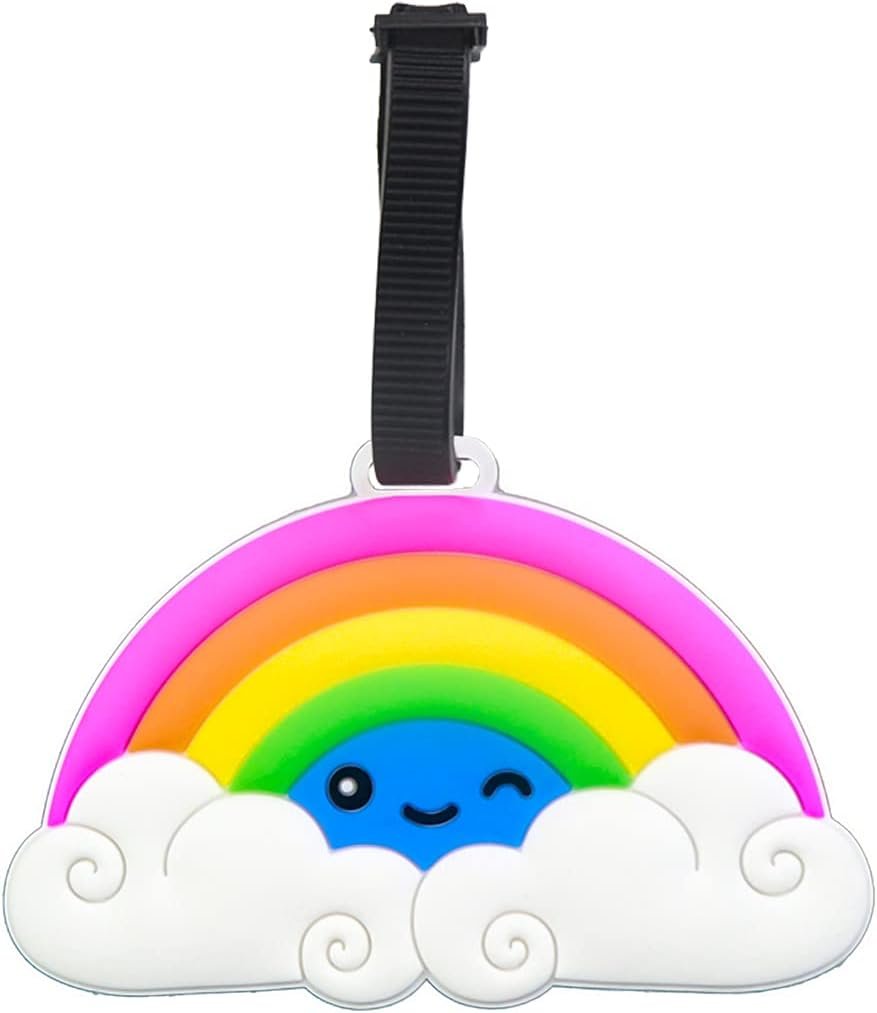 Rainbow Luggage Tag - Colorful Luggage Tag for Travel Women,Funny Kids Backpack Suitcase Tag Clear,Name ID Identifier Durable