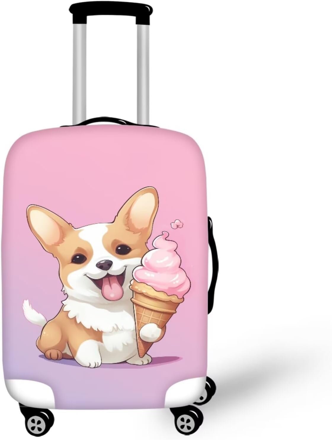 DISNIMO Ice Cream Corgi Luggage Cover Anti-scratch Suitcase Cover Protector for Travel 25-28 Inch Baggage Covers for Women Girls