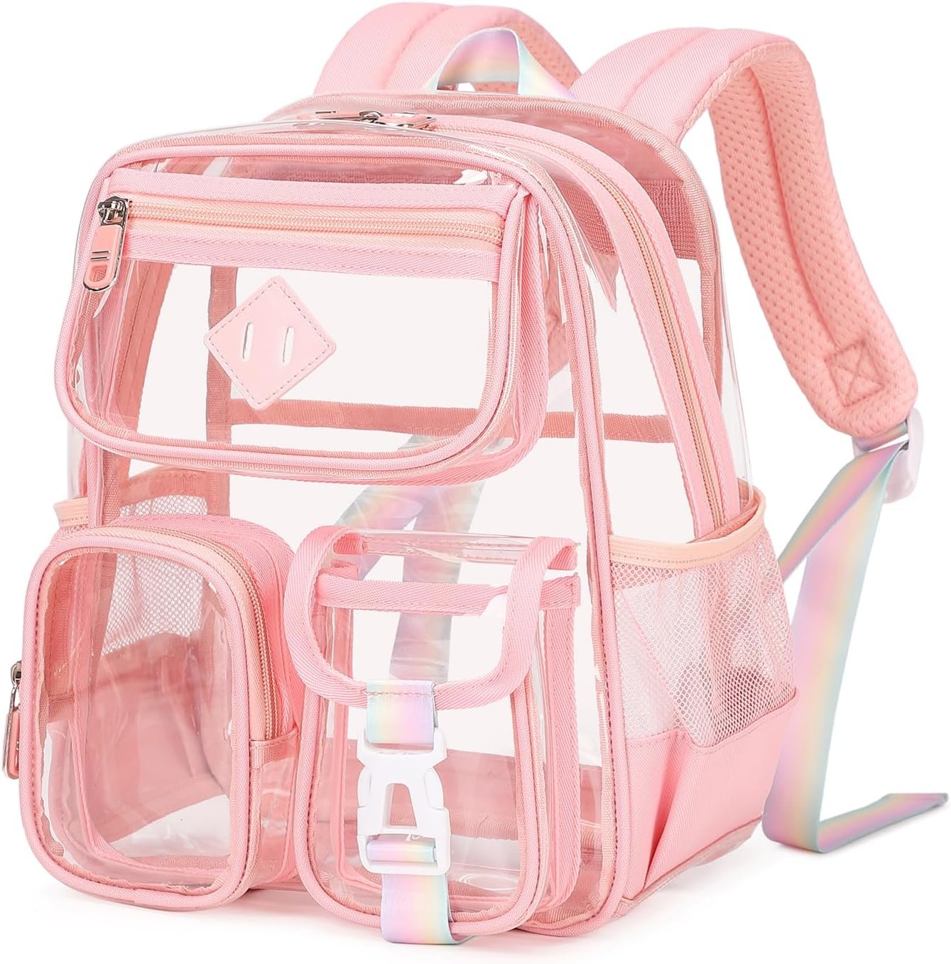 PIG PIG GIRL Mini Clear Backpack for Stadium Events, Small Clear Bag for Child for Festival Concert,Pink(Not Fits School)