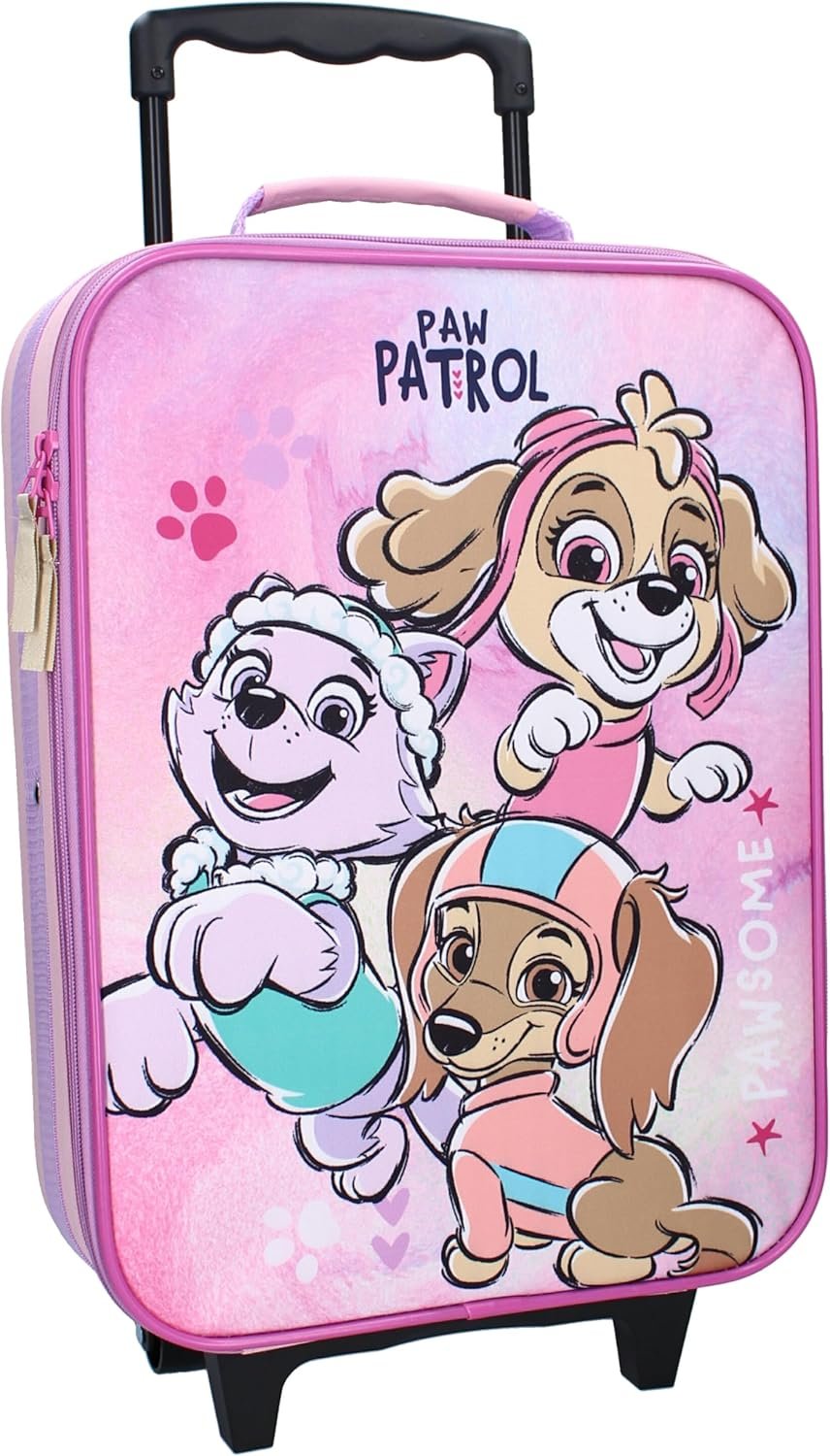 PAW PATROL Trolley for Girls from 2 Years, 47 x 31 x 13 cm, Handle 76 cm, Inner Dimensions 40 x 30 x 10 cm, 12 Litres, pink, M, Soft luggage