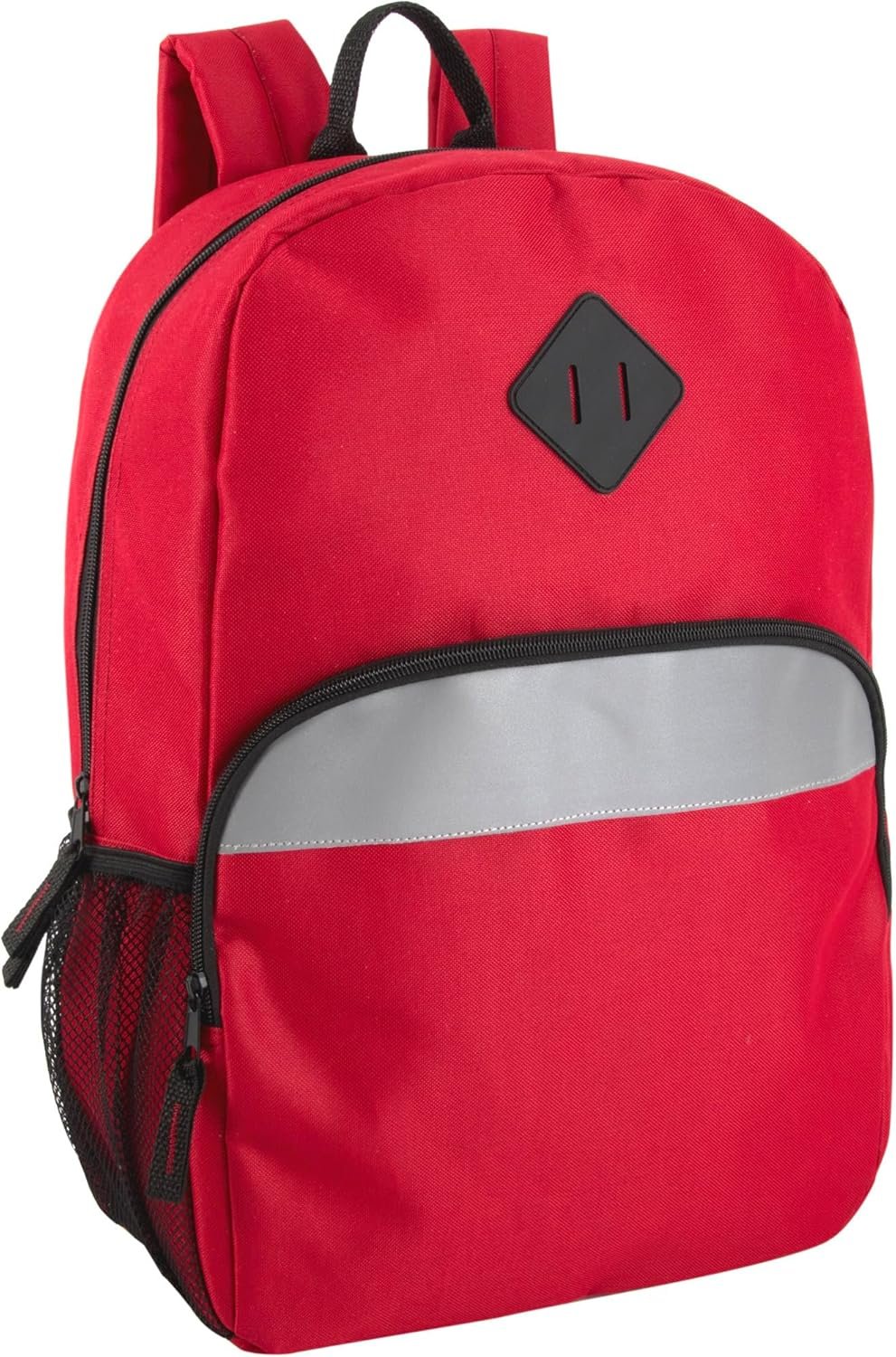 Trail maker Reflective School Backpack for Kids | Colorful Backpack with Adjustable Straps, Side Water Bottle Pockets (Red)