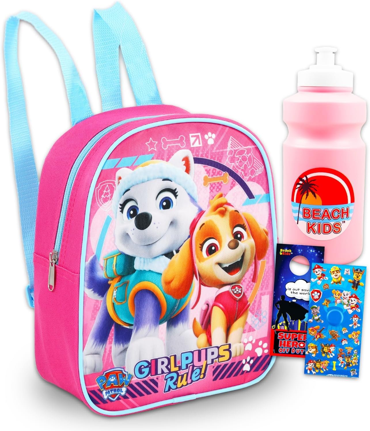 Paw Patrol Mini Backpack for Girls - Bundle with 10" Small Backpack Featuring Skye and Everest Plus Stickers, Water Bottle, More | Paw Patrol Travel Bag Set for Kids