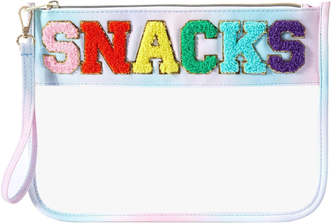 Snack Bags Pouch Travel Makeup Bag Chenille Letter Patch - Waterproof Nylon Clear Cosmetic Bag/Tote Bag/Makeup Travel Bag/for Women Girls