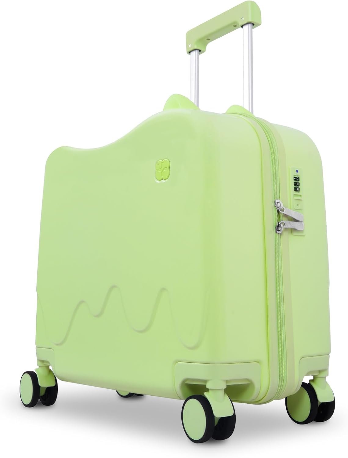Apelila 18" Ride On Suitcase for Kids, Carry On Luggage with Cat Ear Handles, 42L Large Capacity, 360° Silent Wheels, Lightweight Kids Travel Trunk