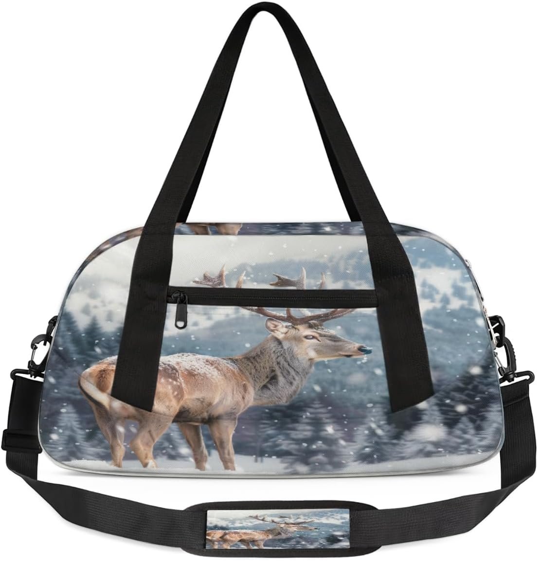Kids Travel Duffle Bag Weekender Overnight Bag Gym Tote for Boy Girls Carry On Workout Duffel Bag(Deer Winter Mountain)