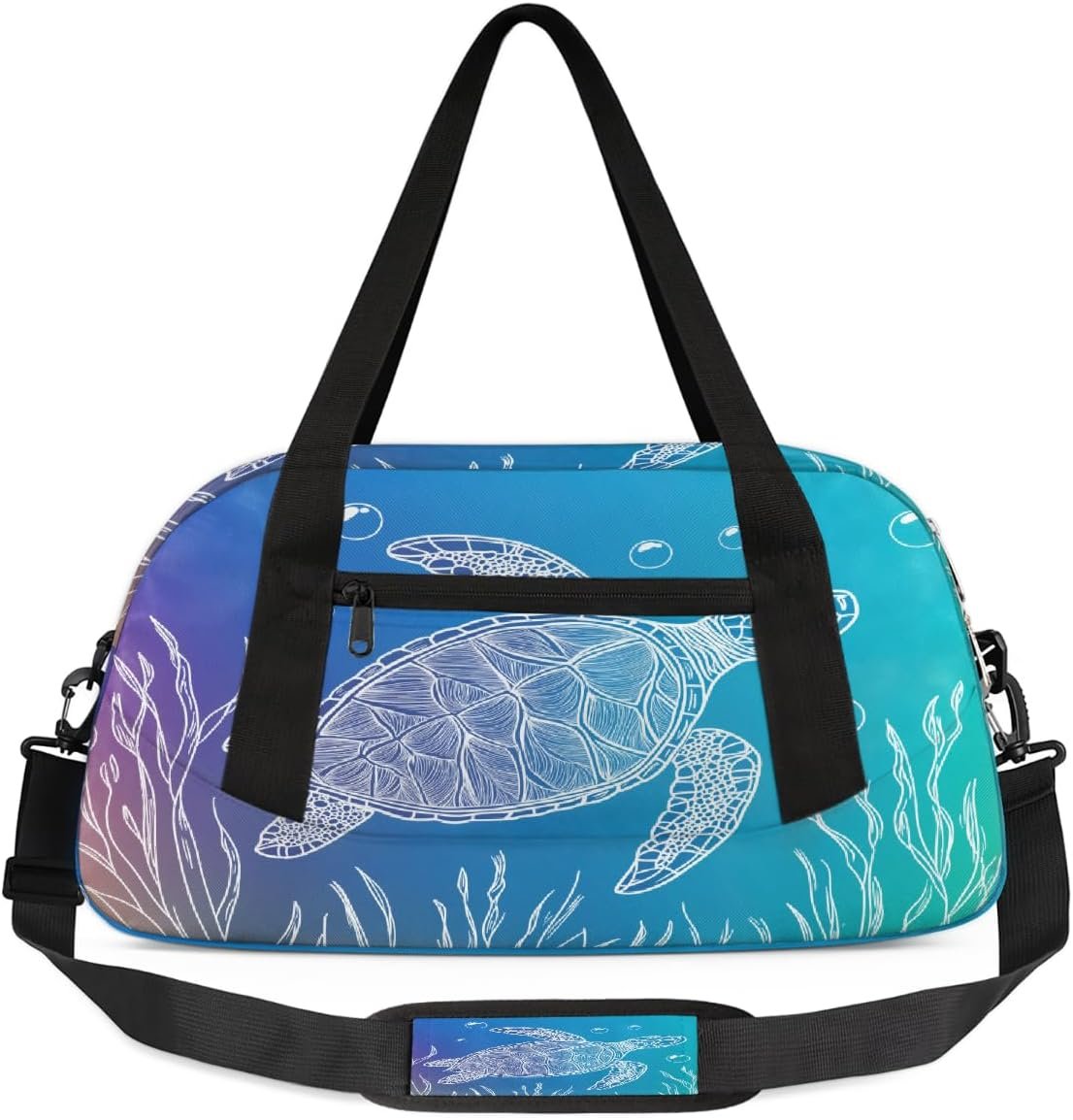 Kids Travel Duffle Bag Weekender Overnight Bag Gym Tote for Boy Girls Carry On Workout Duffel Bag(Cute Sea Turtle Coral)