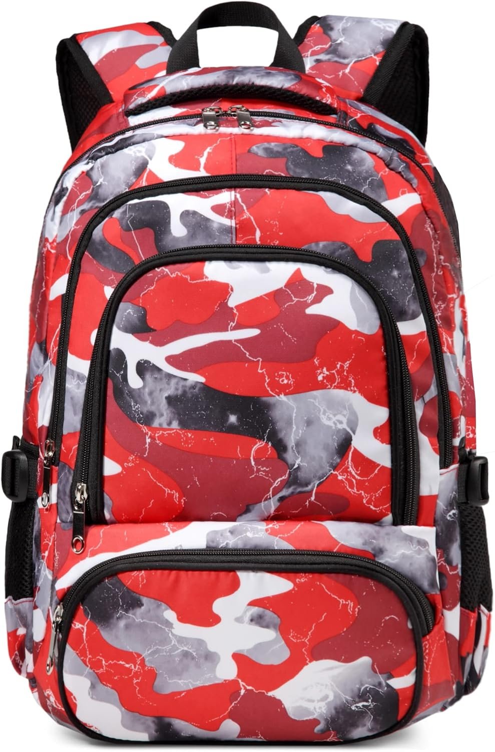 BLUEFAIRY Kids Backpack for Boys and Girls Elementary Primary Middle School Bags Back to School Bookbags Mochila Escolares para Niñas 17 Inch Aged 8-10 Camo Red