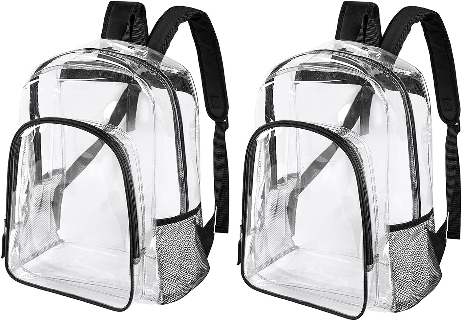 Fomaris Bulk Clear Backpack Wholesale for School 2 Pack Clear Bookbag for Boys, Girls, Work, Travel -2 Count,Black